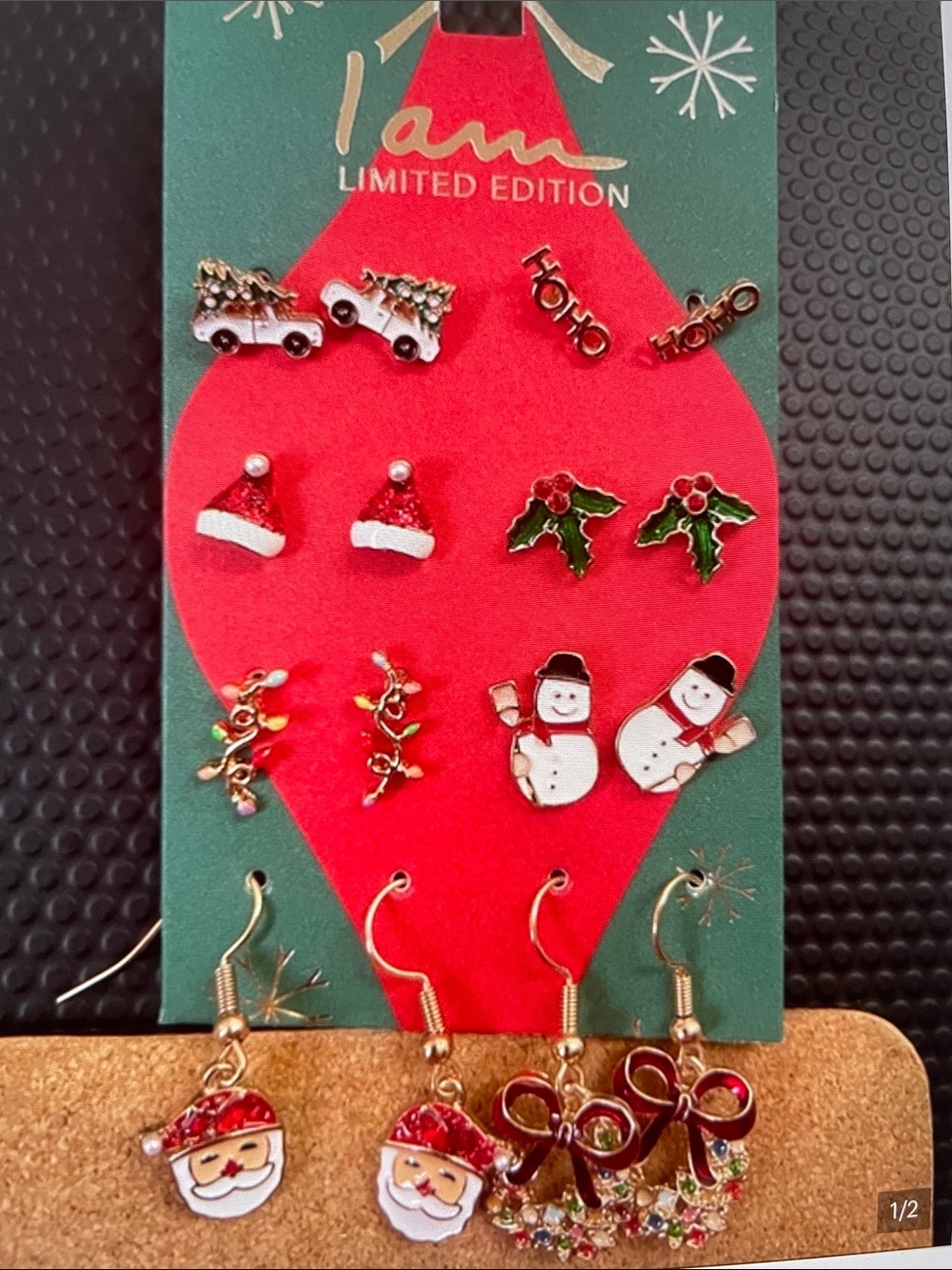 Kids Holiday Earring Set - Red & Green